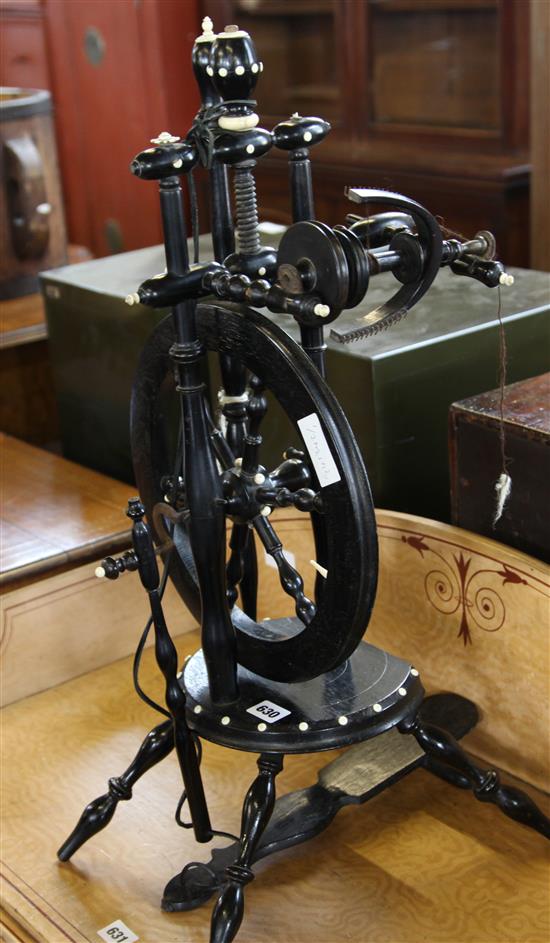 Flax spinning wheel with ivory moun ts